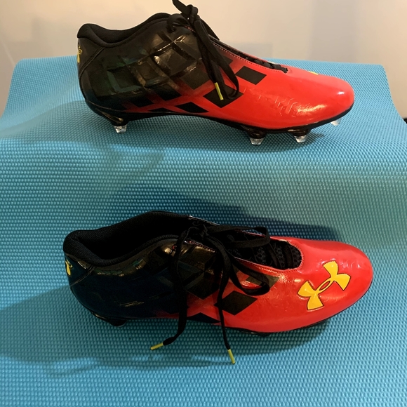 Under Armour Team Mercenary Size 14 5/8 MC Mid Men's Football Cleats Red Black - Picture 5 of 9